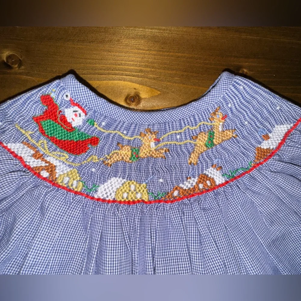 Handmade Smocked Dress – Heirloom Quality | Classic Blue Gingham sz 18 Month